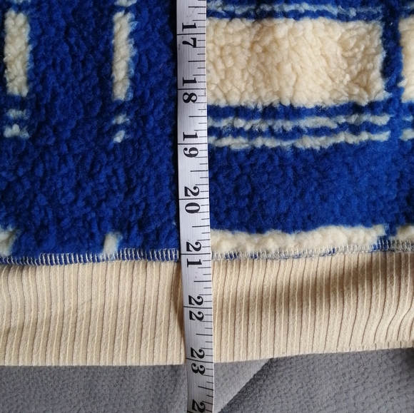 NWT Anthropologie Porridge Quinn Sherpa Fleece Blue Cream Sporty Hoodie - Picture 11 of 15